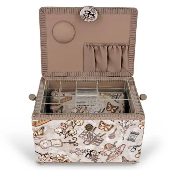 Dritz&reg; Neutral Sewing Large Rectangular Sewing Basket With Zippered Case {6}