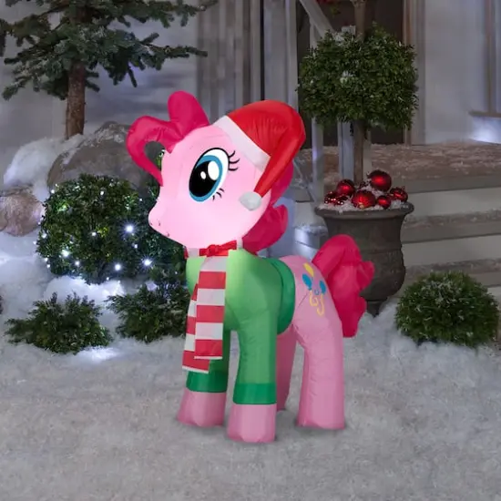 3ft. Airblown&reg; Inflatable Christmas Pinkie Pie with Santa Hat and Green Sweater {4}