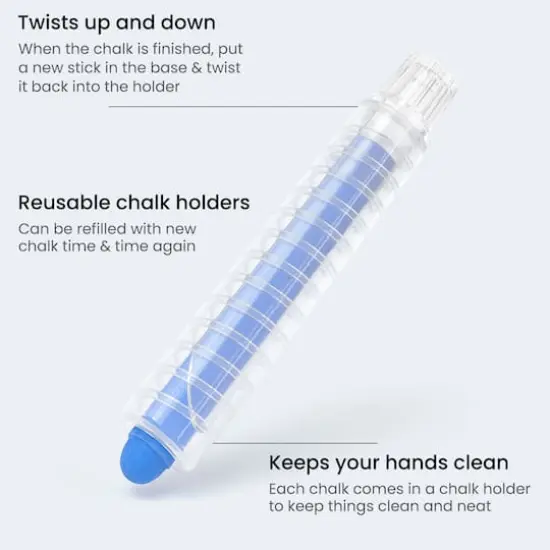 Arteza® Kids Slimmer Chalk with Chalk Holders, Set of 12 pcs {5}