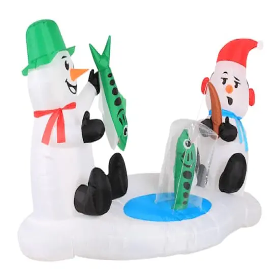 6ft. Airblown&reg; Inflatable Snowmen Ice Fishing {3}