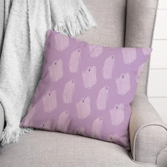 Purple Haunty Ghost Throw Pillow {3}