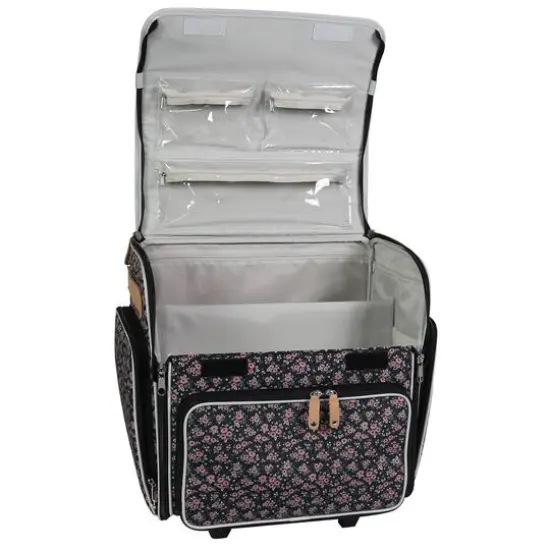 Everything Mary Floral Deluxe Collapsible Rolling Craft Bag {6}