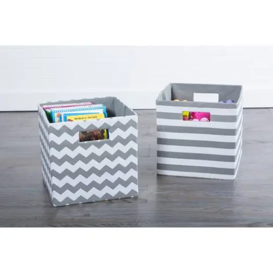 DII&reg; 13" Polyester Chevron Storage Cube Gray {6}
