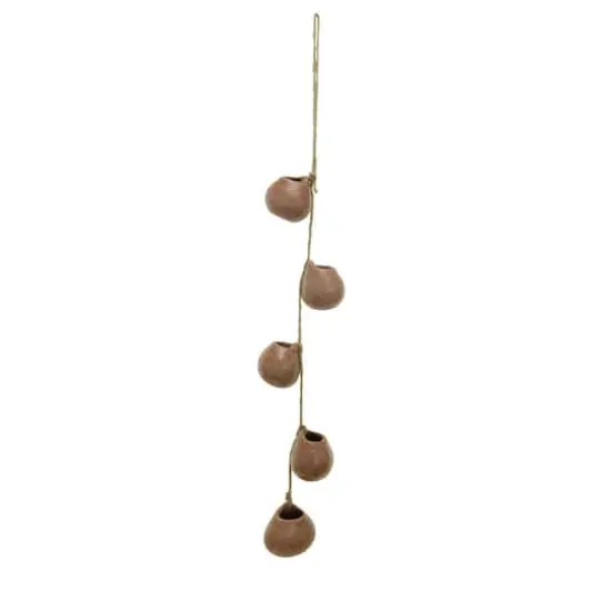 Hello Honey&reg; 21.5" Brown Stoneware Hanging Vases on Jute Rope with Reactive Glaze {3}