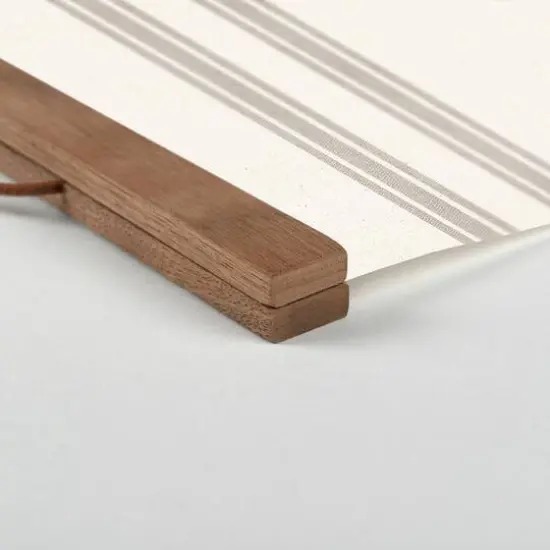 Grateful Thankful Blessed Stripes Teak Hanging Canvas {3}