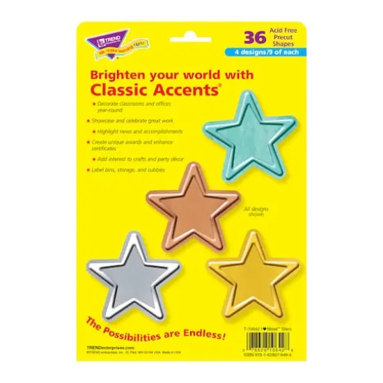 Trend Enterprises&reg; I Heart Metal Stars Classic Accents&reg; Variety Pack, 3 Packs of 36 {4}