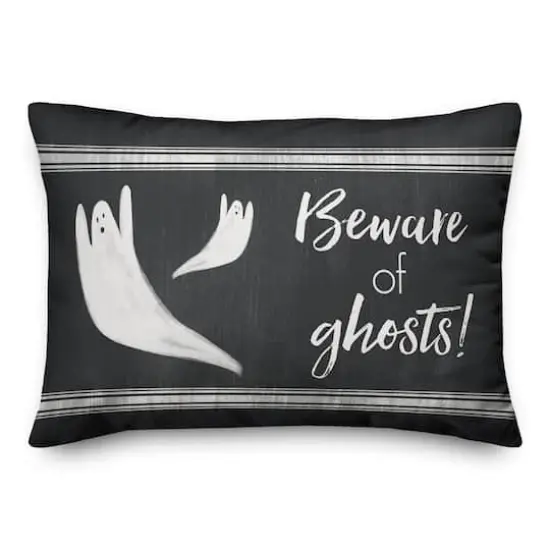 Beware of Ghosts Black Throw Pillow {1}
