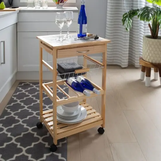 Organize It All Rolling Kitchen Cart with Ceramic Countertop {4}