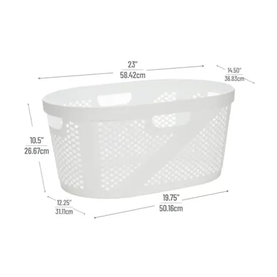 Mind Reader 40L Ventilated Laundry Basket with Cut Out Handles, 2ct. White {5}