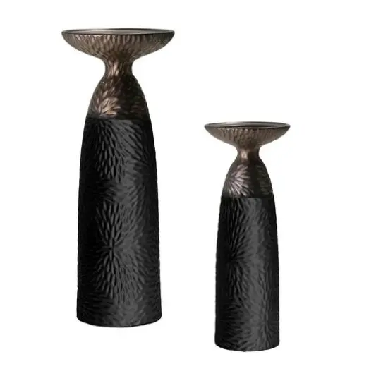 American Art Decor Twin Crucibles 2-Piece Table Top Candle Holder Set in Black - 15.25" x 4.5", 15.25" x 4.5" {7}
