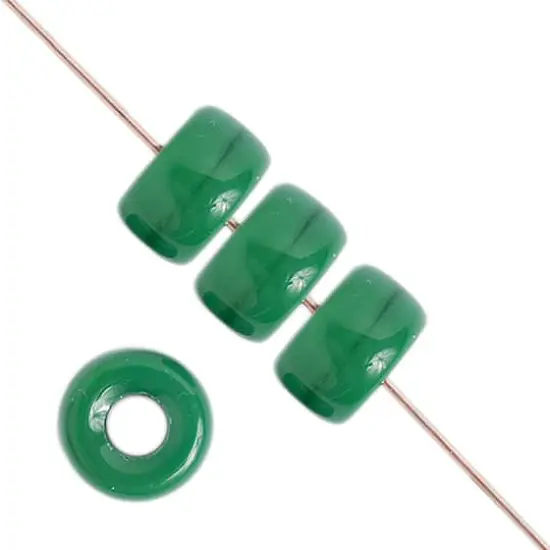 John Bead 9mm Opaque Czech Green Glass Crow Beads, 100ct.  {4}