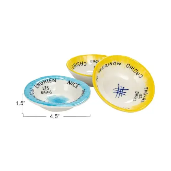 Hello Honey&reg; 4.5" French Casino Themed Stoneware Bowl Set {4}