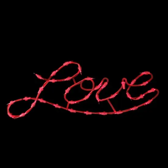 17" Lighted Red Love Script Window Silhouette Decoration {1}