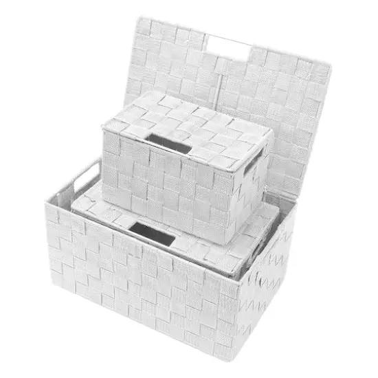 Sorbus 3-Piece Woven Basket with Lid Set White {4}