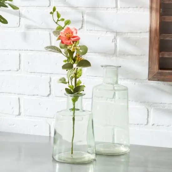 Sage Green Glass Bottle Vases Set {4}