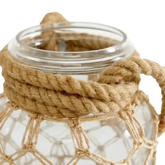 Brown Glass Coastal Lantern, 9" x 7" x 8" {5}