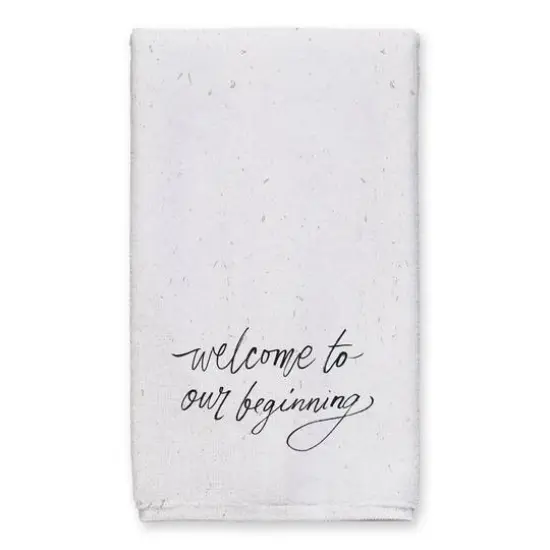 Welcome to Our Beginning Tea Towel Set White {3}