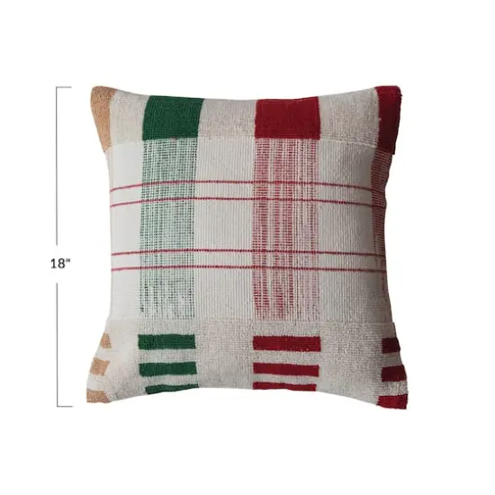 Hello Honey&reg; 18" Red, Green & Gold Plaid Textured Woven Throw Pillow {5}