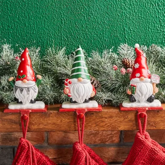 Glitzhome&reg; 7" Gnomes Stocking Holder Set {3}