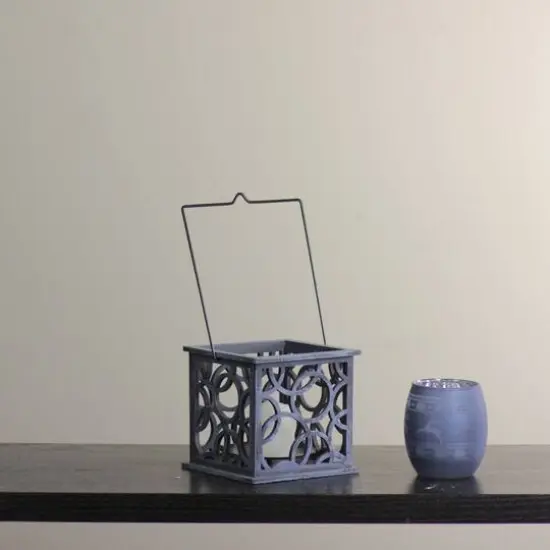 4.75" Cut-Out Circle Votive Candle Holder, Gray {5}