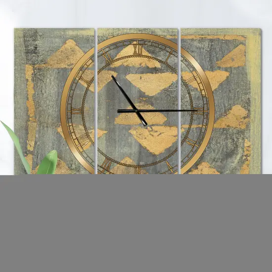 Designart 'Glam Metallic Form I Modern Multipanel Wall Clock {3}