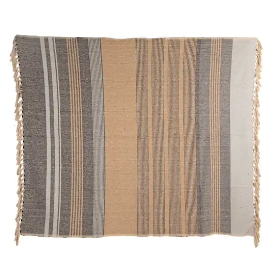 Hello Honey® Light Blue Striped Cotton Blend Throw with Fringe {1}