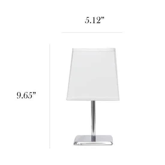 Simple Designs&trade; 9.5" Mini Chrome Table Lamp with Squared Empire Shade White {4}