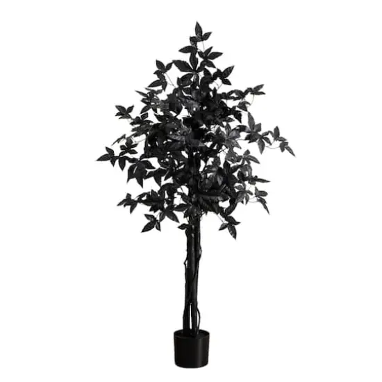 4ft. Artificial Halloween Black Maple Tree with Natural Trunk {1}
