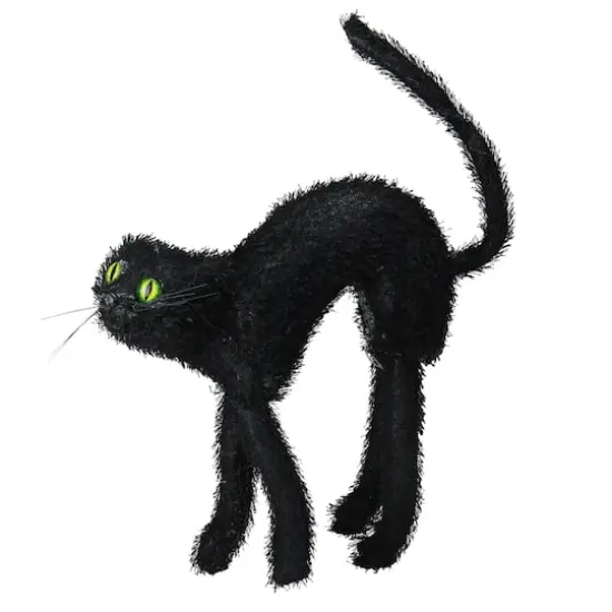 17" Scary Black Cat with Lighted Eyes Halloween Decoration {1}