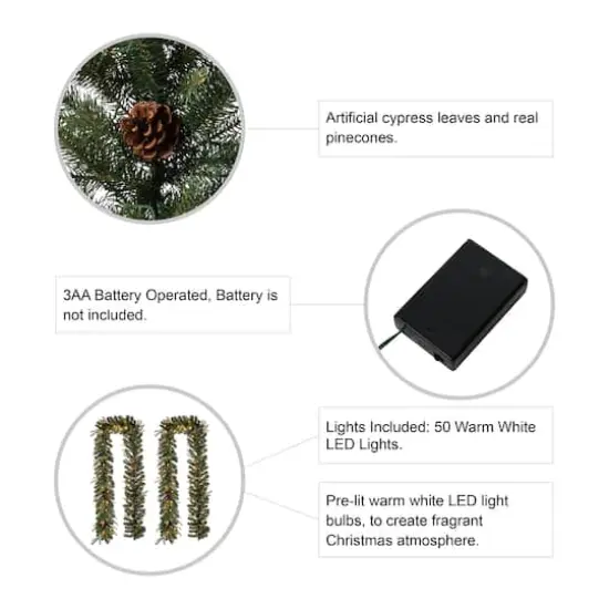 Glitzhome&reg; 9ft. Pre-Lit Pinecone Christmas Garland with Timer, 2ct. {9}