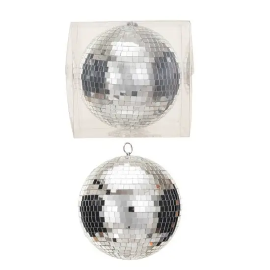 Hello Honey&reg; 10" Silver Round Hanging Glass & Foam Disco Ball {1}