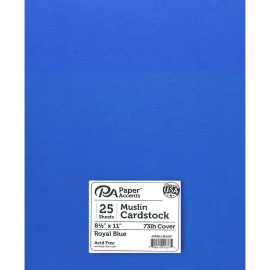 PA Paper&trade; Accents Muslin 8.5" x 11" 73lb. Cardstock, 25 Sheets Royal Blue {1}