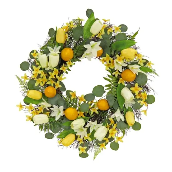22" Lemon & Tulip Wreath {1}