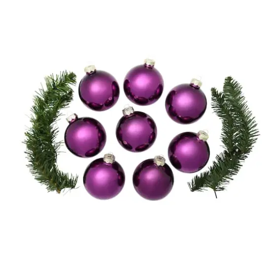 Whitehurst 8ct. 3.25" Shiny Glass Ball Ornaments Purple Shiny {4}