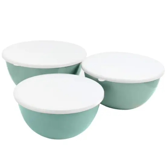 Gibson Home&reg; Plaza Cafe Sky Blue 3-Piece Stackable Nesting Mixing Bowl Set with Lids {3}