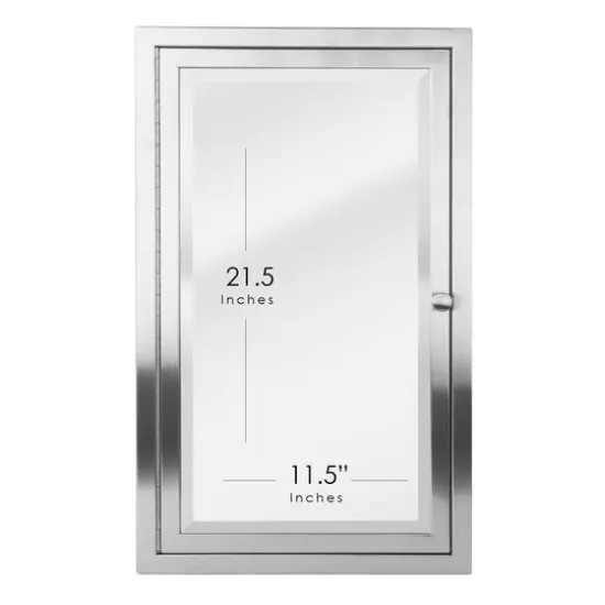 Head West Brushed Nickel Stainless Steel Recessed Mirrored Medicine Cabinet {7}