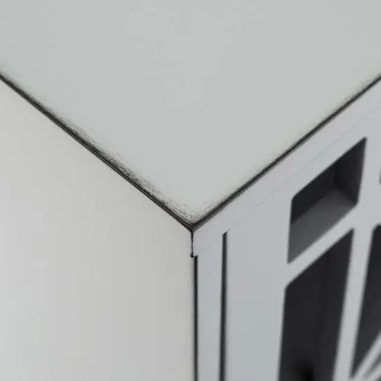 Walker Edison 32" Gray Fretwork Accent Storage Cabinet {7}