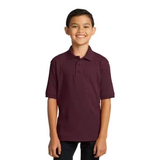 Port & Company&reg; Youth Core Blend Jersey Knit Polo Athletic Maroon {4}