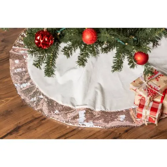DII&reg; Cream Sequin Velvet Holiday Tree Skirt {3}