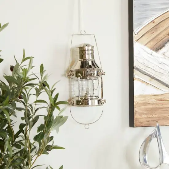 9" Silver Brass Candle Lantern {3}