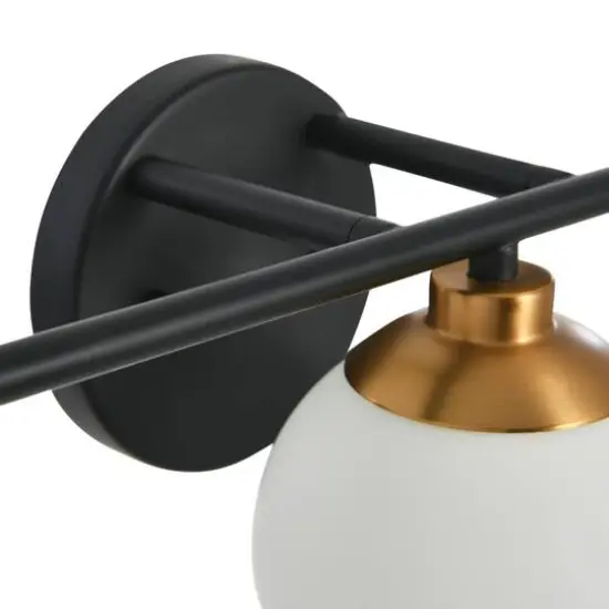 Hello Honey&reg; Robert Stevenson Lighting Lorne Metal & Frosted Glass 3-Light Vanity Matte Black/Brushed Gold {10}