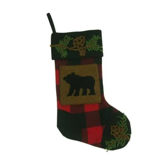 Glitzhome&reg; 22" Red & Black Plaid Bear Stockings, 2ct. {6}