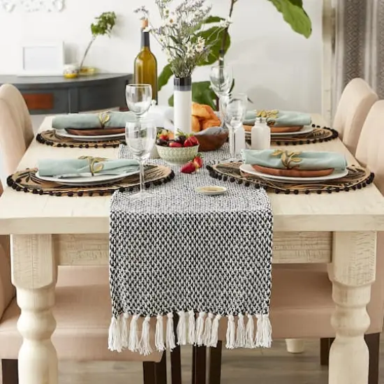 DII&reg; 72" Woven Table Runner Black {6}