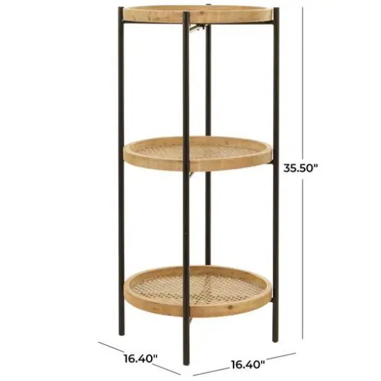 Brown Metal 3 Shelves Shelving Unit 16" x 16" x 34" {6}