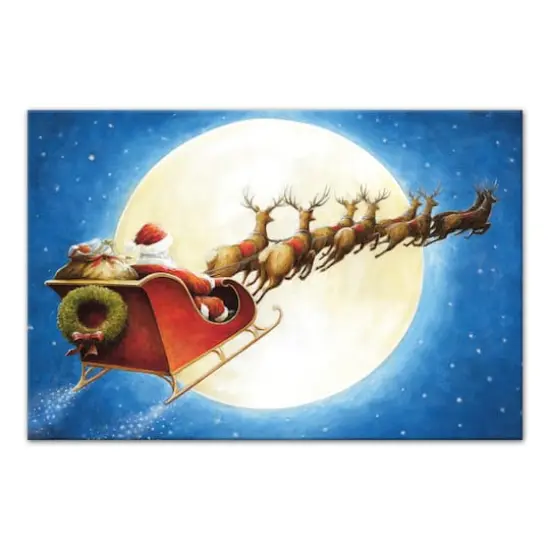 Santa Sleigh Moon Canvas Wall Art {1}