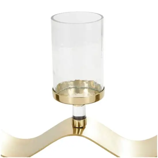 33" Gold Stainless Steel Candle Holder with Wavy Base {6}