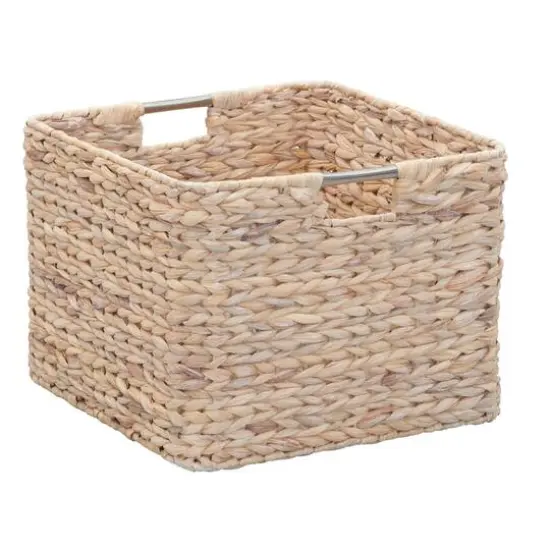 Household Essentials 11" Square Hyacinth Wicker Basket White {1}