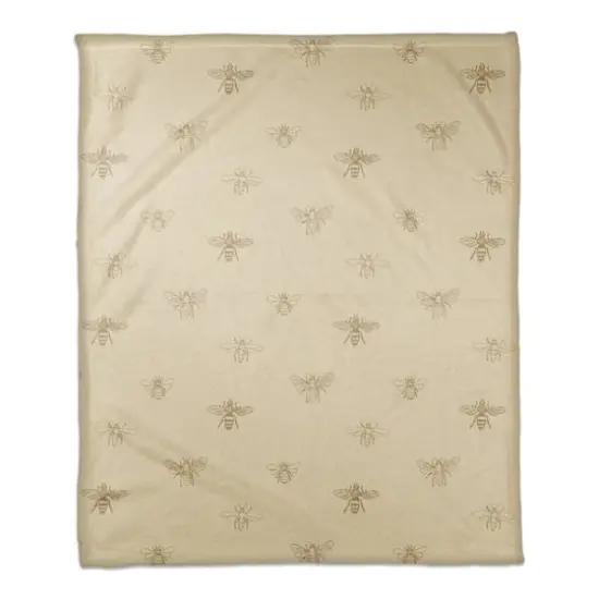 Delicate Bee Pattern Coral Fleece Blanket Yellow {1}