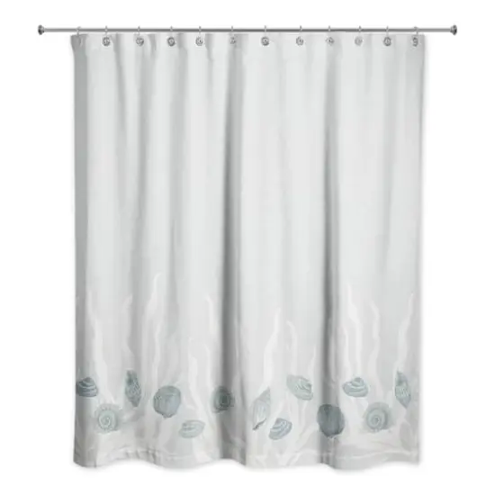 Shell & Coral Border Shower Curtain Blue/White/Blue {3}
