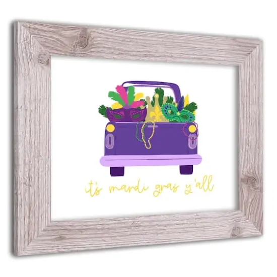 Truck Mardi Gras Yall Western White Framed Print {3}